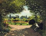 Адольф Моне читает в саду 1866